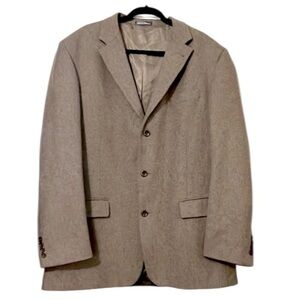 Oscar De La Renta Wool Cashmere Blend Light Brown Neutral Tan Jacket Blazer